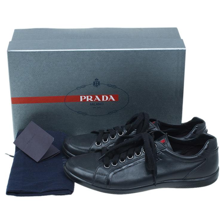 Pre Owned Prada Sport Black Leather Lace up Sneakers Size 41
