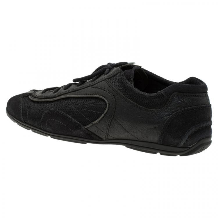 Pre Owned Prada Sport Black Leather and Suede Lace Up Sneakers Size 40.5