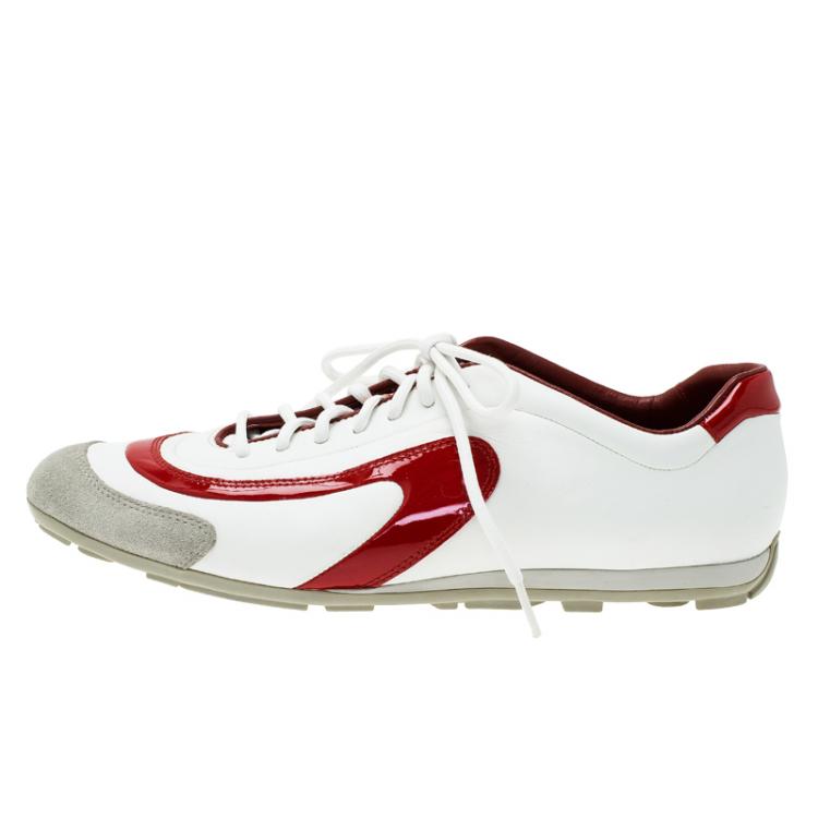 مملوكة مسبقًا Prada Sport Tricolor Leather and Suede Lace Up Sneakers Sized 42.5