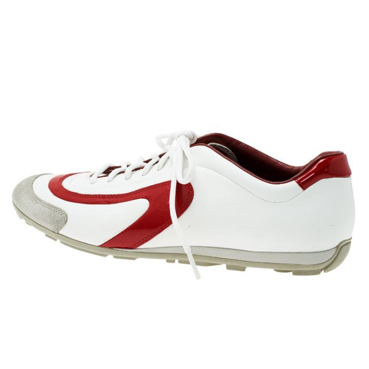 مملوكة مسبقًا Prada Sport Tricolor Leather and Suede Lace Up Sneakers Sized 42.5