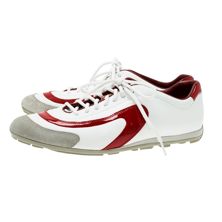 مملوكة مسبقًا Prada Sport Tricolor Leather and Suede Lace Up Sneakers Sized 42.5