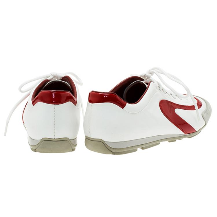 مملوكة مسبقًا Prada Sport Tricolor Leather and Suede Lace Up Sneakers Sized 42.5