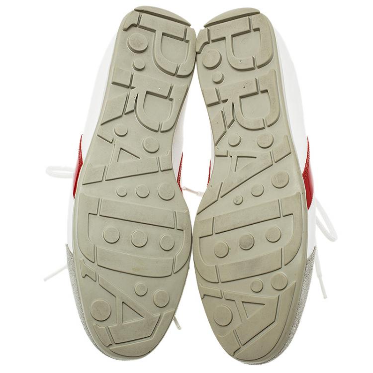 مملوكة مسبقًا Prada Sport Tricolor Leather and Suede Lace Up Sneakers Sized 42.5