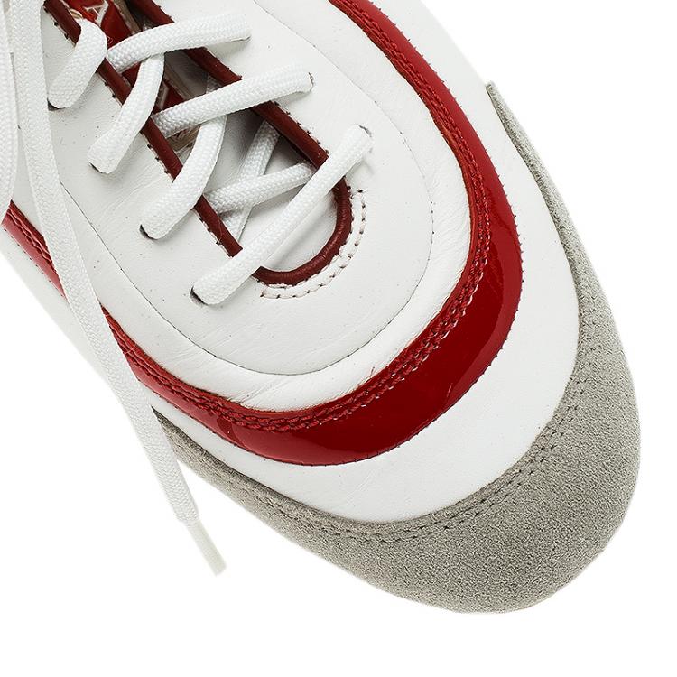 مملوكة مسبقًا Prada Sport Tricolor Leather and Suede Lace Up Sneakers Sized 42.5