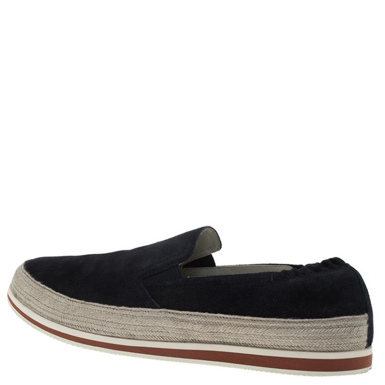 Pre Owned Prada Sport Navy Blue Suede Espadrille Sneakers Size 41.5