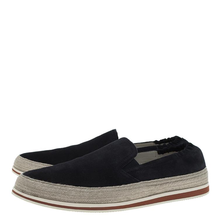 Pre Owned Prada Sport Navy Blue Suede Espadrille Sneakers Size 41.5
