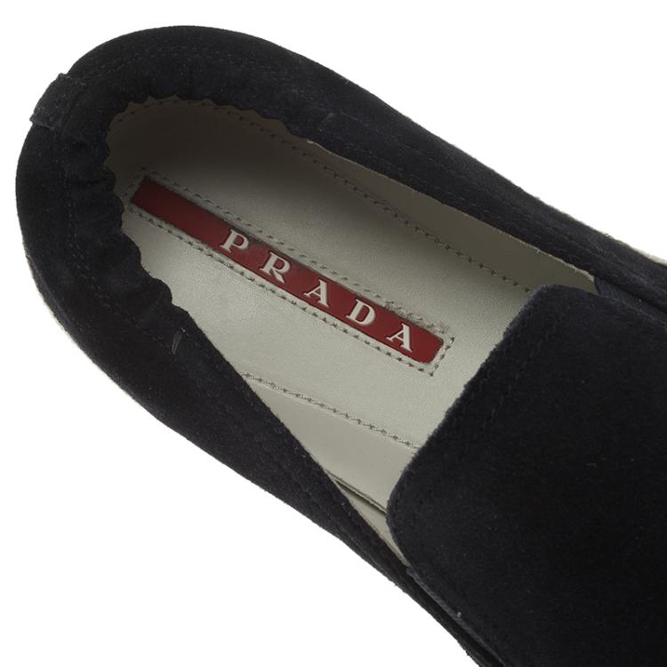 Pre Owned Prada Sport Navy Blue Suede Espadrille Sneakers Size 41.5