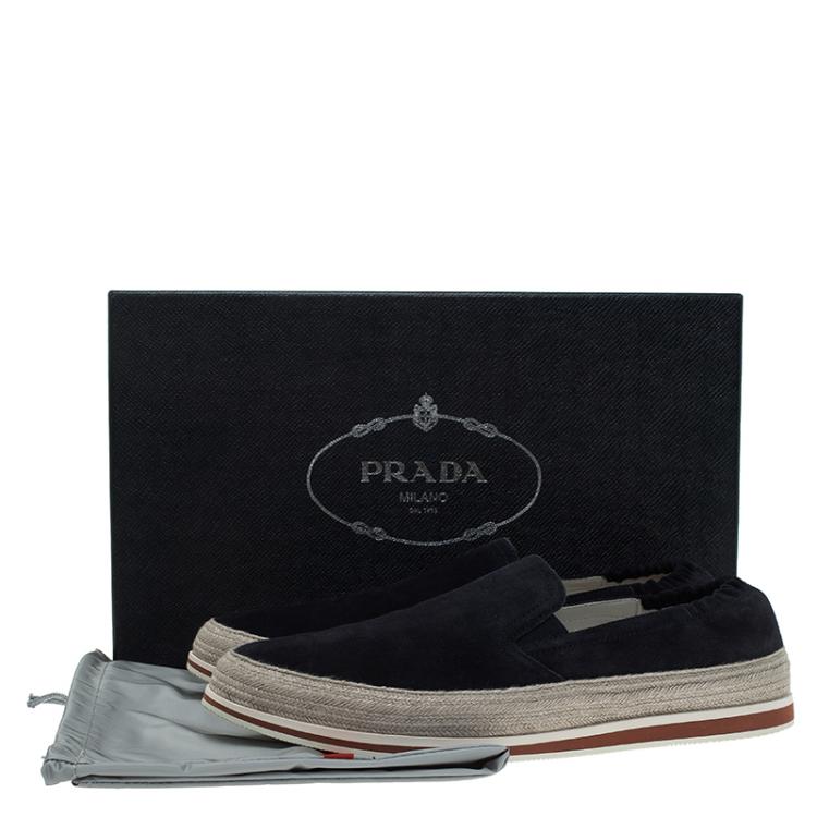Pre Owned Prada Sport Navy Blue Suede Espadrille Sneakers Size 41.5