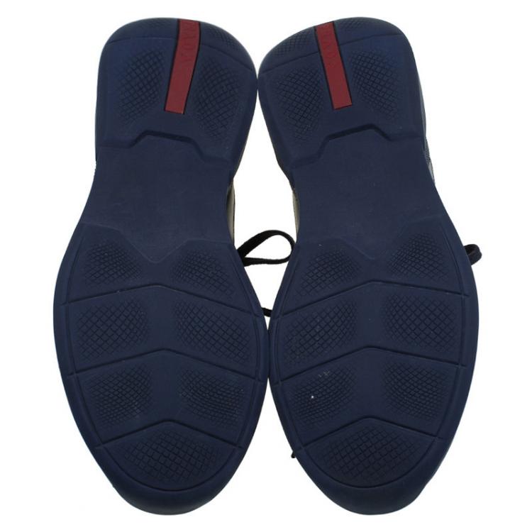 مملوكة مسبقًا Prada Sport Two Tone Leather And Mesh Lace Up Sneakers Size 42