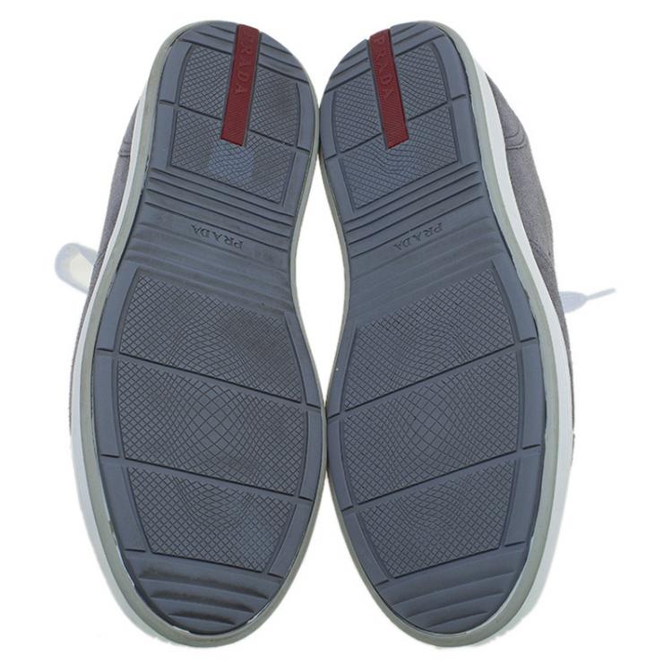 Pre Owned Prada Sport Grey Suede Lace Up Sneakers Size 42