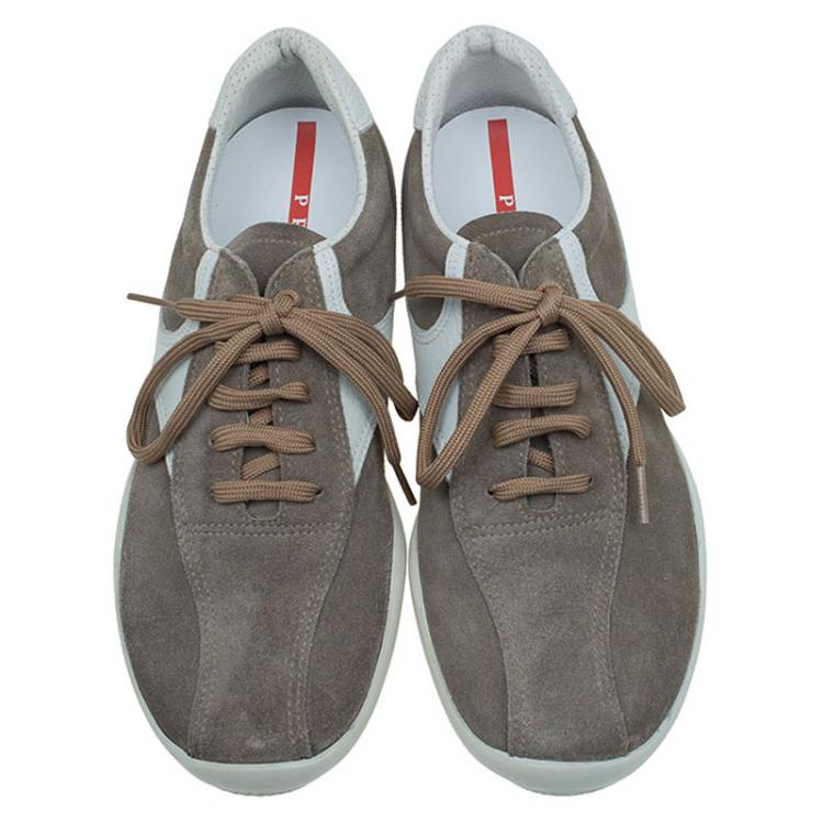 Pre Owned Prada Sport Two Tone Suede Sneakers Size 39.5