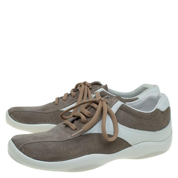 Pre Owned Prada Sport Two Tone Suede Sneakers Size 39.5