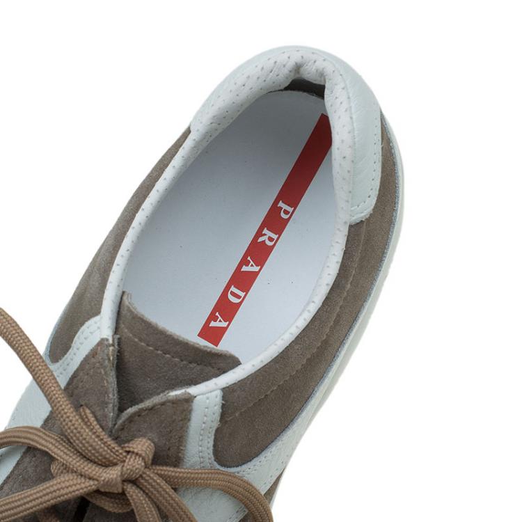 Pre Owned Prada Sport Two Tone Suede Sneakers Size 39.5