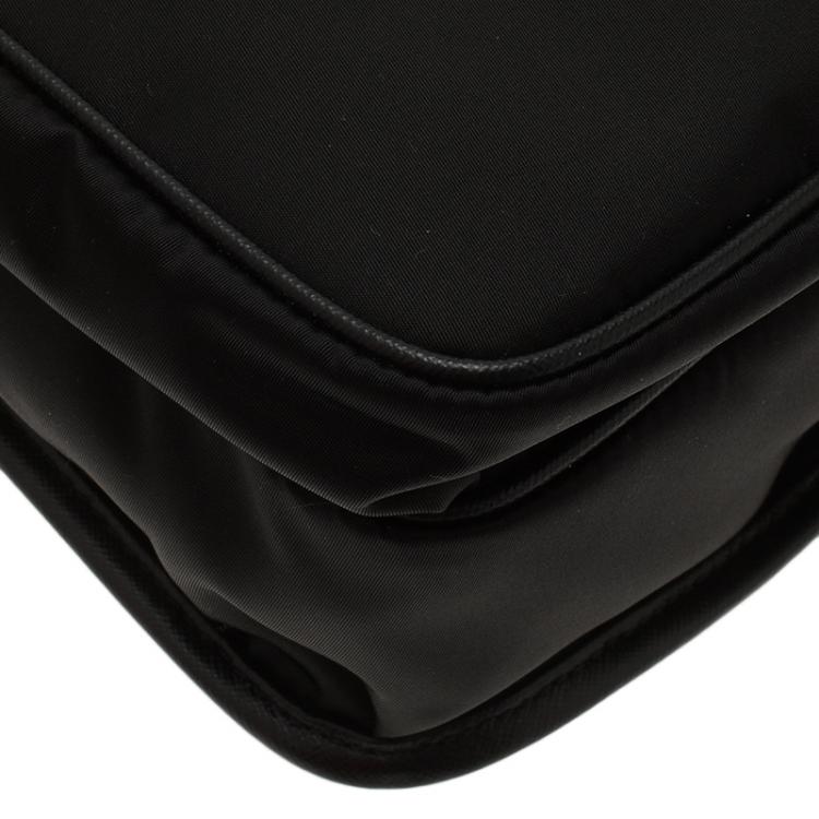 Pre Owned Prada Black Nylon Flap Messenger Bag