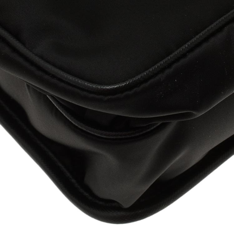 Pre Owned Prada Black Nylon Flap Messenger Bag