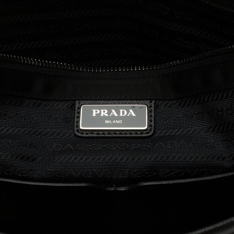 Pre Owned Prada Black Nylon Flap Messenger Bag