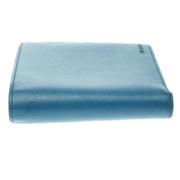 Pre Owned Prada Blue Saffiano Leather Bifold Wallet