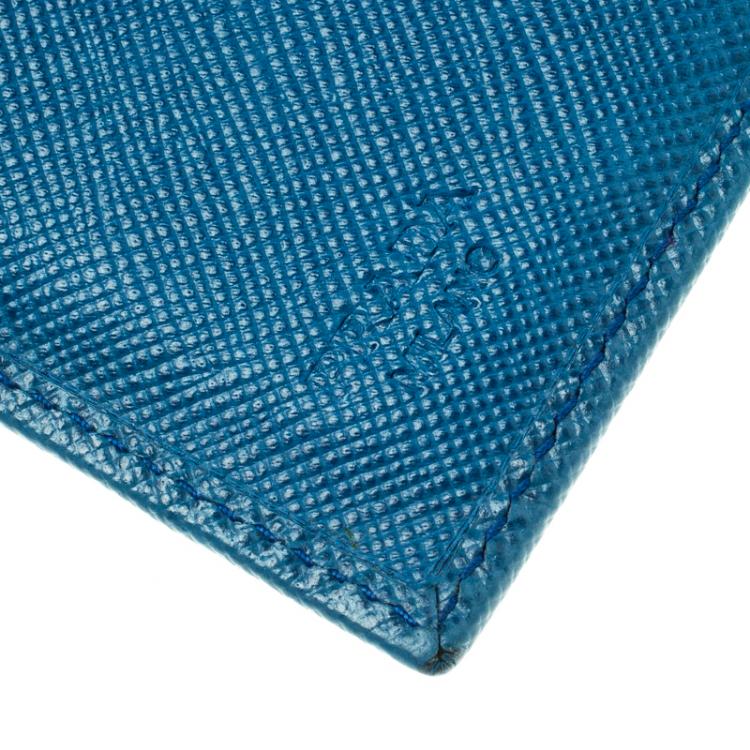 Pre Owned Prada Blue Saffiano Leather Bifold Wallet