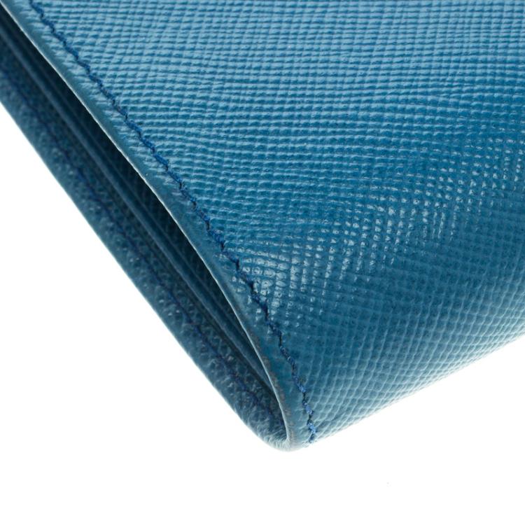 Pre Owned Prada Blue Saffiano Leather Bifold Wallet
