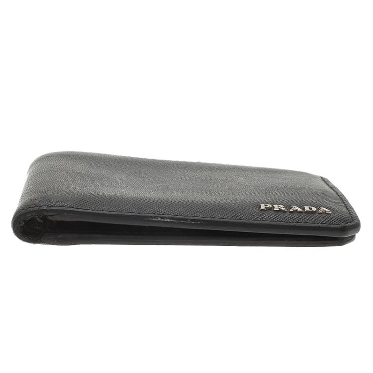 Pre Owned Prada Black Saffiano Leather Bi-Fold Wallet