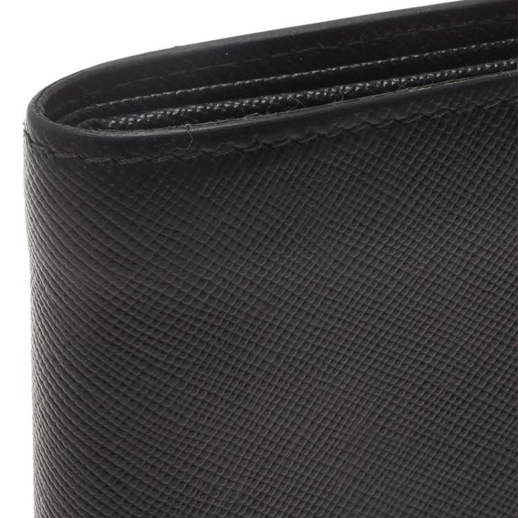 Pre Owned Prada Black Saffiano Leather Bi-Fold Wallet