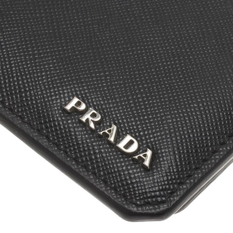 Pre Owned Prada Black Saffiano Leather Bi-Fold Wallet