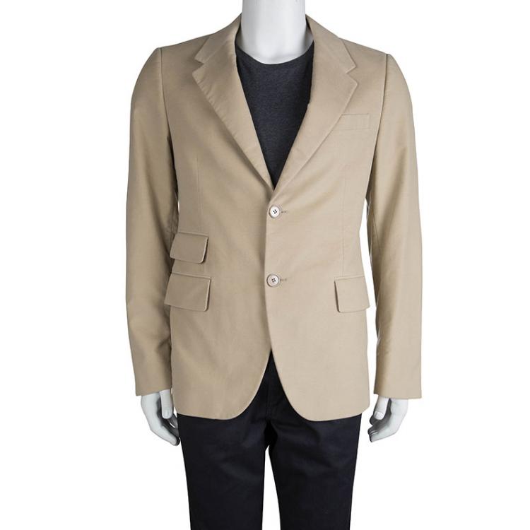 Pre Owned Prada Beige Velvet Notched Collar Regular Fit Blazer L