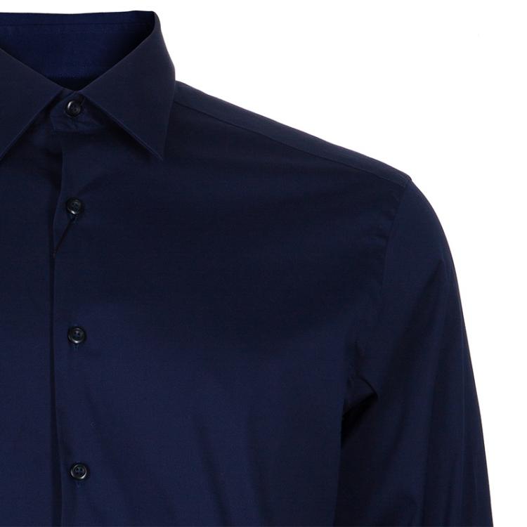 Pre Owned Prada Navy Blue Cotton Shirt M