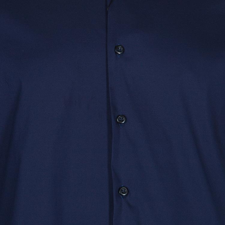 Pre Owned Prada Navy Blue Cotton Shirt M