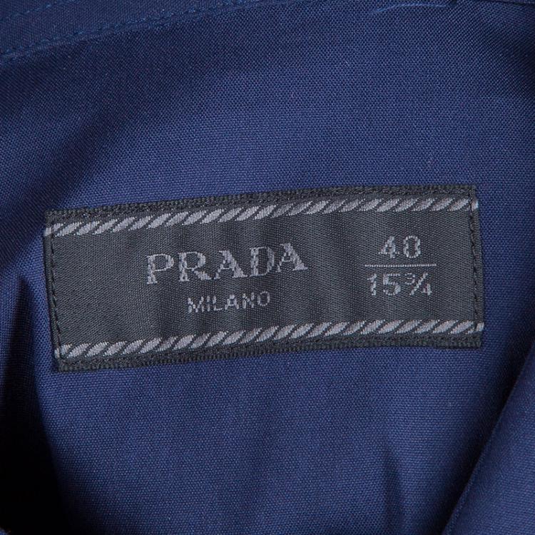 Pre Owned Prada Navy Blue Cotton Shirt M