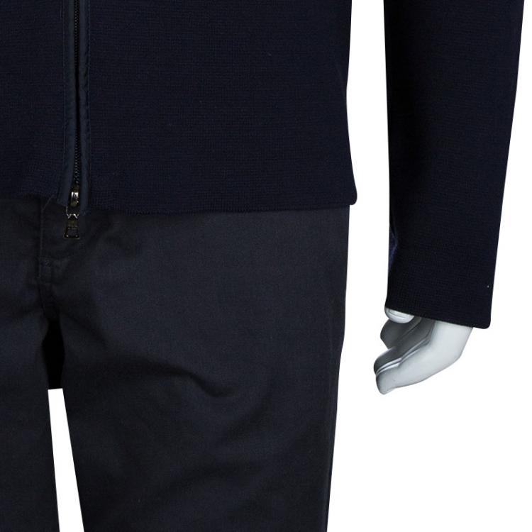 Pre Owned Prada Navy Blue Wool Zip Front Cardigan XXL