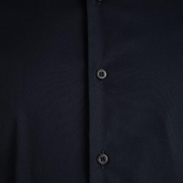 Pre Owned Prada Navy Blue Contrast Collar Button Front Shirt XL
