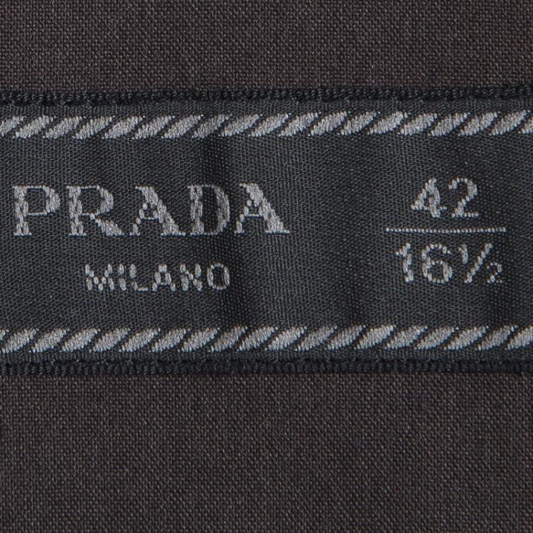 Pre Owned Prada Brown Contrast Collar and Cuff  Long Sleeve Shirt XL