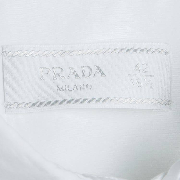 Pre Owned Prada White Cotton Long Sleeve Button Front Shirt XL