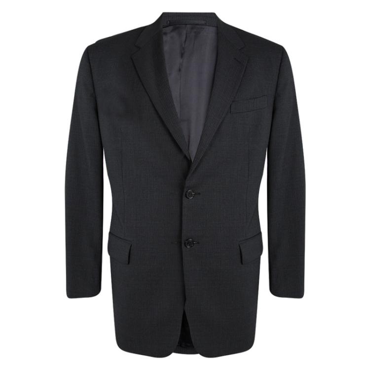 Pre Owned Prada Grey Wool Striped Regular Fit Suit XXL