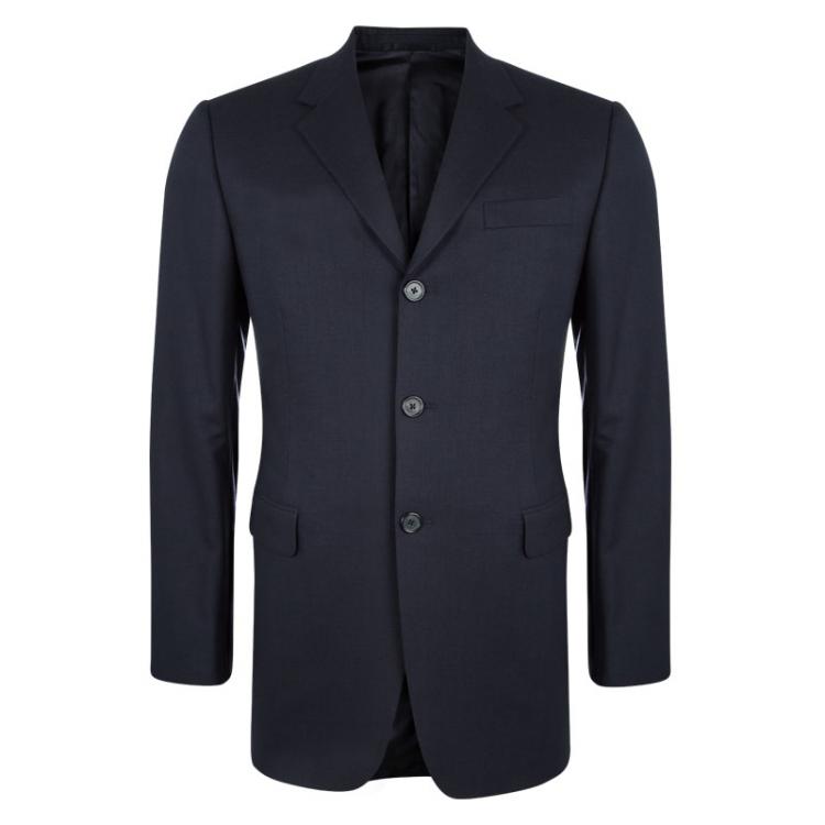 Pre Owned Prada Navy Blue Wool Regular Fit Suit M