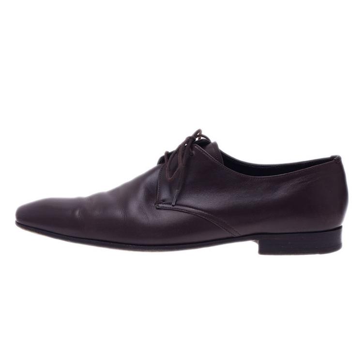 Pre Owned Prada Brown Leather Oxfords Size 43