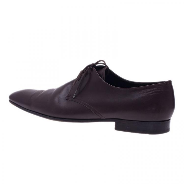 Pre Owned Prada Brown Leather Oxfords Size 43