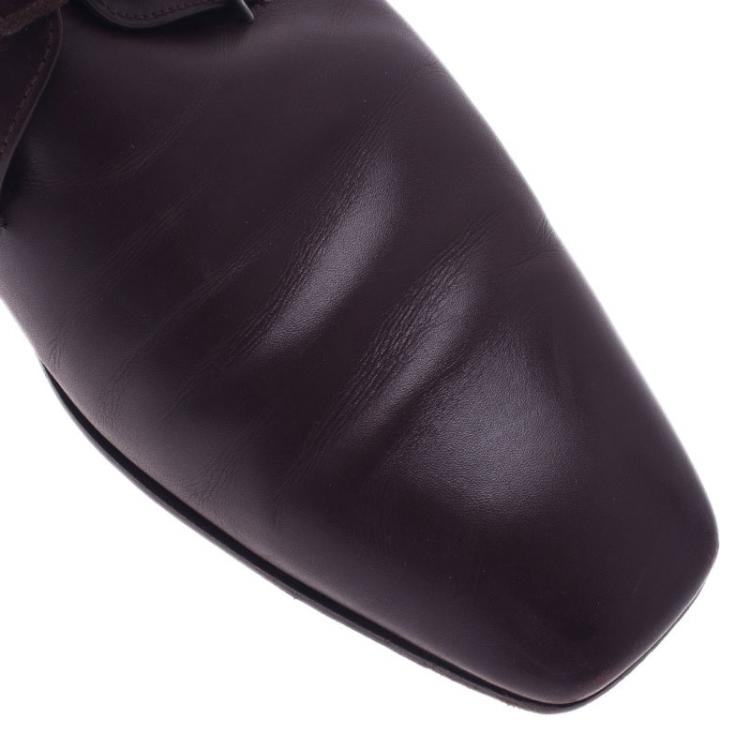 Pre Owned Prada Brown Leather Oxfords Size 43