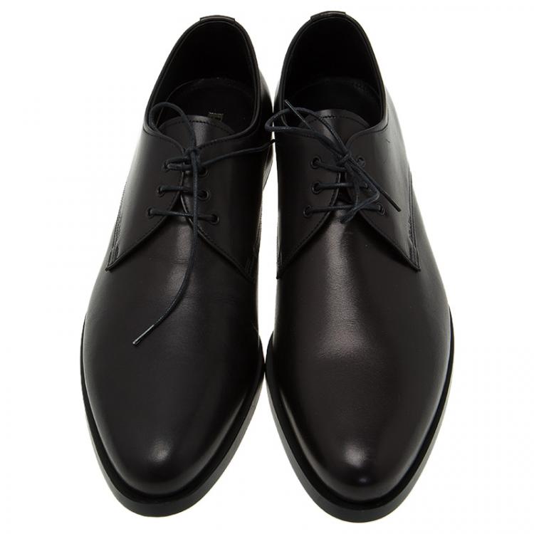 Pre Owned Prada Black Leather Lace Up Oxfords Size 45