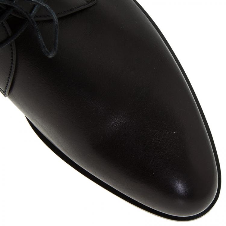 Pre Owned Prada Black Leather Lace Up Oxfords Size 45