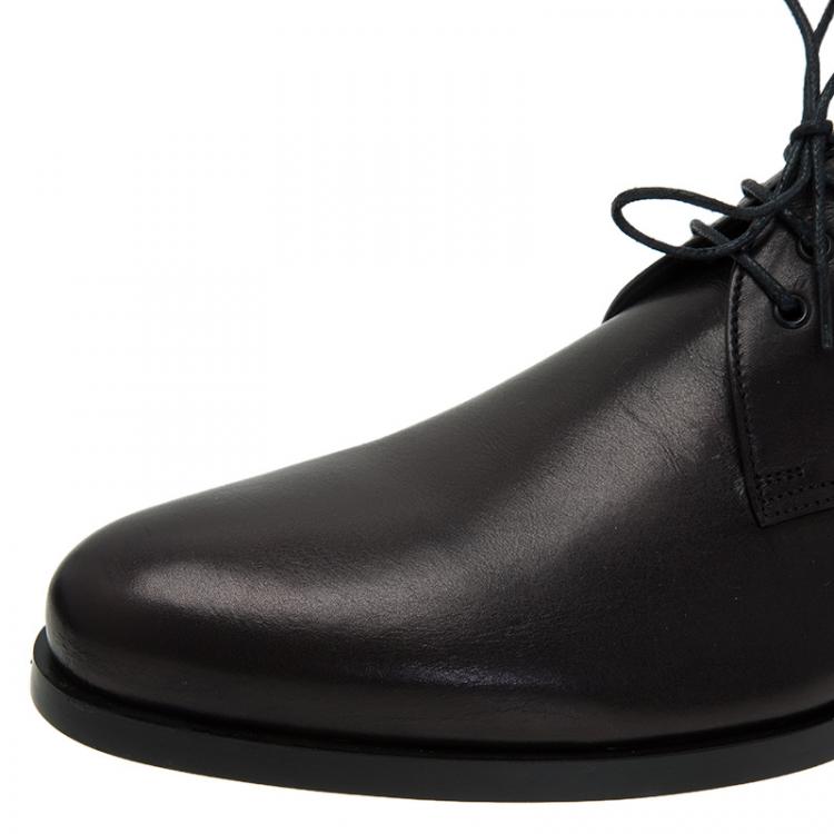 Pre Owned Prada Black Leather Lace Up Oxfords Size 45