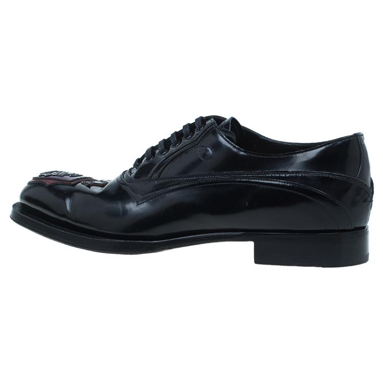 Pre Owned Prada Black Leather Runway Gladiator Oxfords Size 43