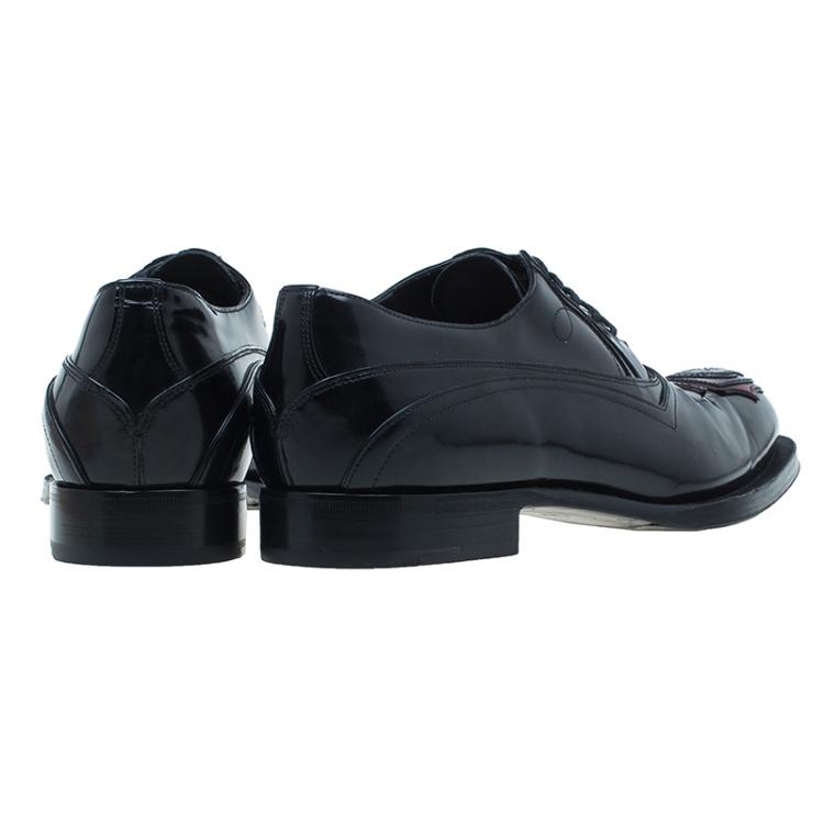 Pre Owned Prada Black Leather Runway Gladiator Oxfords Size 43