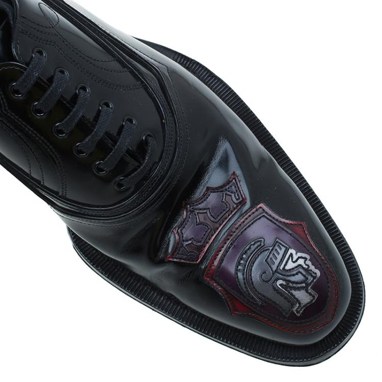 Pre Owned Prada Black Leather Runway Gladiator Oxfords Size 43