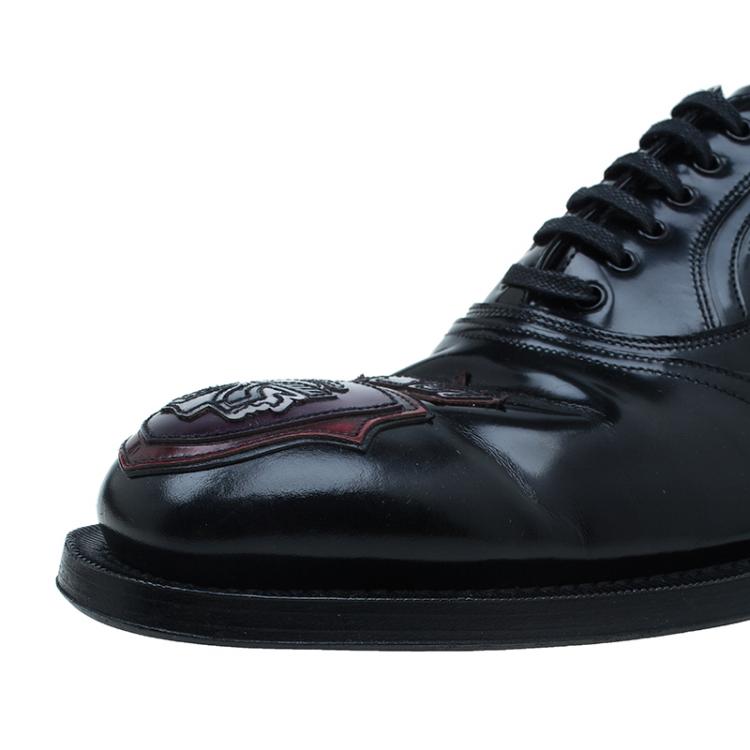 Pre Owned Prada Black Leather Runway Gladiator Oxfords Size 43