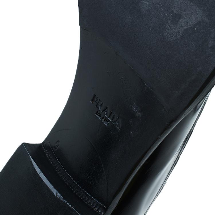 Pre Owned Prada Black Leather Runway Gladiator Oxfords Size 43
