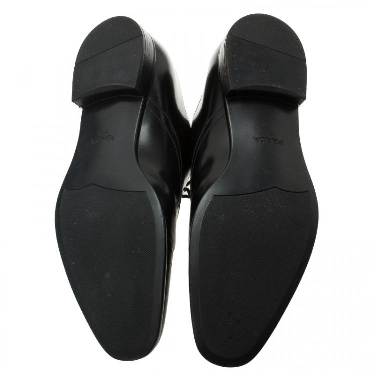 Pre Owned Prada Black Leather Lace Up Oxfords Size 42