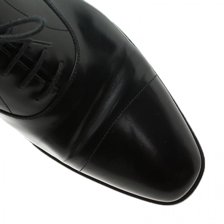 Pre Owned Prada Black Leather Lace Up Oxfords Size 42