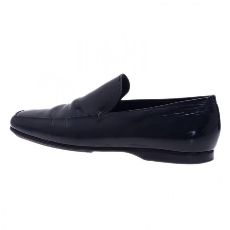 Pre Owned Prada Black Leather Loafers Size 43.5